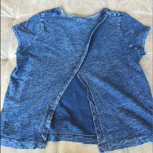 Denim blue color shirt w/open back & stitch design